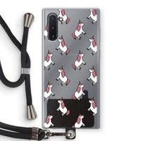 Eenhoorns overal: Samsung Galaxy Note 10 Transparant Hoesje met koord