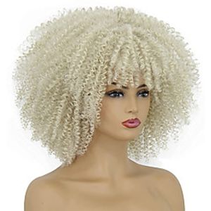 korte krullende afro-pruiken voor zwarte vrouwen 14 ''zwartbruine highlights kinky krullend golvend pruiken met pony schattige mode natuurlijk ogende haarvervangingspruiken hittebestendig synthetisch Lightinthebox