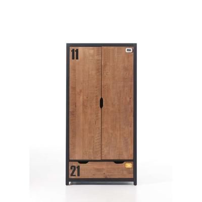Leen Bakker - Vipack 2-deurs Kledingkast Alex - Bruin/zwart - 200x100x55 Cm - Hout/MDF - Zwart#Bruin