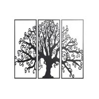 Wanddecoratie DKD Home Decor 3 Onderdelen Zwart Boomstructuur Metaal (105 x 1,3 x 91 cm)