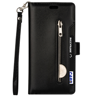 iPhone 15 Pro hoesje - Bookcase - Koord - Pasjeshouder - Portemonnee - Rits - Kunstleer - Zwart