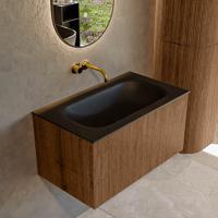 Badmeubel Mondiaz Kurve | 80 cm | Meubelkleur Walnut | Wastafelkleur Urban | Midden spoelbak | Zonder kraangaten