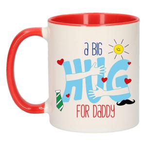 Cadeau koffie/thee mok voor papa - rood - big hug - 300 ml - Vaderdag