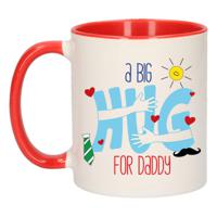 Cadeau koffie/thee mok voor papa - rood - big hug - 300 ml - Vaderdag - thumbnail