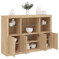 Dressoirs met LED-verlichting 3 st bewerkt hout sonoma eiken