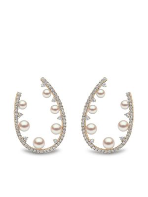 Yoko London anneaux Sleek en or jaune 18ct ornés de diamants et perles