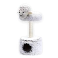 Nobleza Kattenmeubel met huisje - Wit - Pluizig schaap - 67 cm