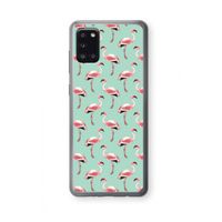 Flamingoprint groen: Samsung Galaxy A31 Transparant Hoesje