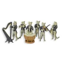 A SET OF SIX BRONZE CAT MUSICIANS A SET OF SIX BRONZE CAT MUSICIANS