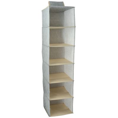 Kast organizer - hangend - 6 vakken - 28 x 28 x 112 cm - grijs