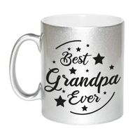 Best Grandpa Ever cadeau mok / beker zilverglanzend 330 ml   -