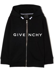 Givenchy Kids hoodie zippé à logo imprimé - Noir