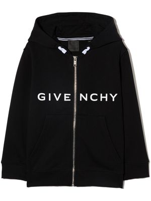 Givenchy Kids hoodie zippé à logo imprimé - Noir