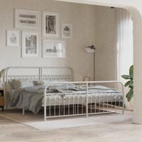 Bedframe met hoofd- en voeteneinde metaal wit 183x203 cm