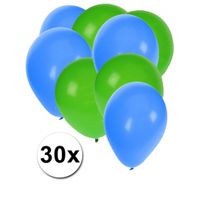 30x ballonnen - 27 cm- groen / blauwe versiering