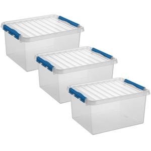 4x stuks sunware q-line opberg box/opbergdoos - 36 liter - 50 x 40 x 26 cm - kunststof - transparant