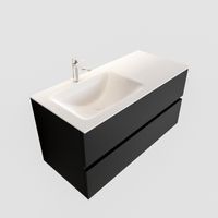 Badkamermeubel Solid Surface BWS Oslo 100x45 cm Mat Zwart Urban Links (1 kraangat)