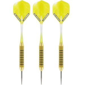 1x Set van 3 dartpijlen Speedy Yellow Brass 21 grams