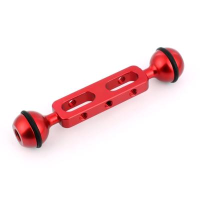 PULUZ 5 1 inch 13cm aluminium dubbele ballen arm voor onderwater toorts/video licht bal diameter: 2 54 cm (rood)