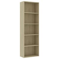 The Living Store Boekenkast Sonoma Eiken - 60 x 30 x 189 cm - 5 opbergschappen