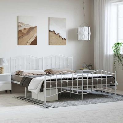 Bedframe met hoofd- en voeteneindemetaal wit 193x203 cm