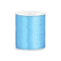 Hobby/knutsel satijnen sierlint - lichtblauw - 10 cm x 25 mtr - cadeau lint Hobby/knutsel satijnen sierlint - lichtblauw - 10 cm x 25 mtr - cadeau lint