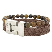JOSH Heren Leren Armband Pilot Station Taupe | 24966