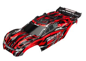 Traxxas - Body, Rustler 4X4, red/ window, grill, lights decal sheet (TRX-6718)