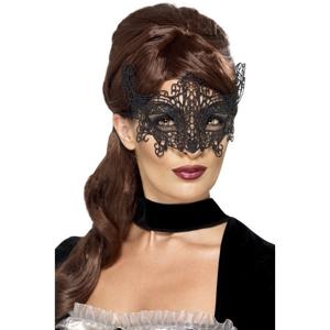 Verkleed oogmasker - zwart kant - volwassenen - Halloween/gemaskerd bal - burlesque