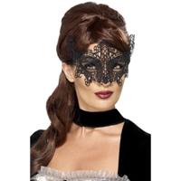 Verkleed oogmasker - zwart kant - volwassenen - Halloween/gemaskerd bal - burlesque - thumbnail