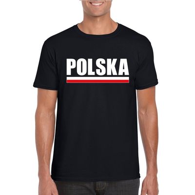 Zwart Polen supporter t-shirt voor heren