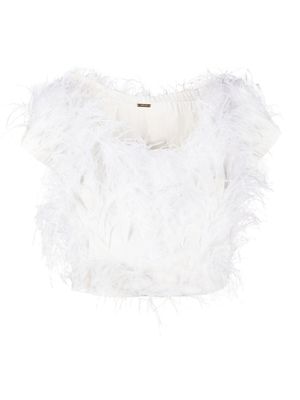 Cult Gaia haut Sosha à ornement en plume - Blanc