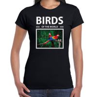 Papegaaien t-shirt met dieren foto birds of the world zwart voor dames - thumbnail