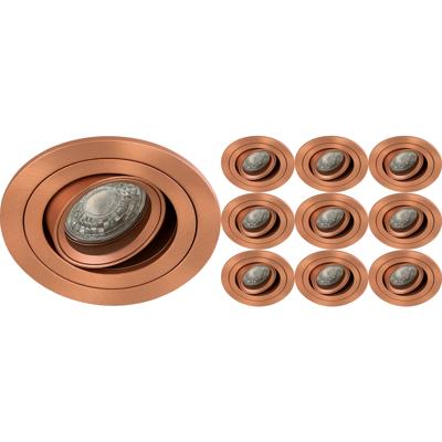Inbouwspot 10 Pack - Sigmi Luno Pro - Rond - Koper - Kantelbaar - Zaagmaat 80mm Diameter 92mm - Incl. GU10 Fitting
