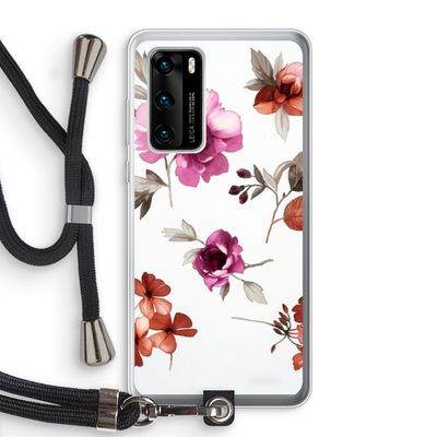 Geschilderde bloemen: Huawei P40 Transparant Hoesje met koord