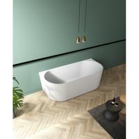 ZEZA Blend half vrijstaand bad - ribbel - 170x80x58cm - met afvoer - acryl - mat wit TW-7686-MW-170