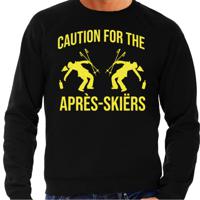 Apres ski sweater heren - caution for the Apres Ski - zwart - glitter geel - wintersport