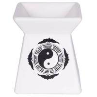 Geurolie brander - verdamper - 7 x 8 cm - voor etherische olie - ying yang thema - huisgeuren