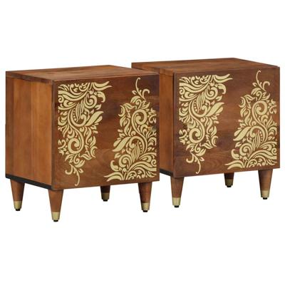 Nachtkastje 2 pcs Honingbruin 40 x 33 x 46 cm massief mangohout