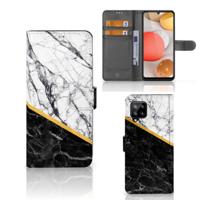 Samsung Galaxy A42 5G | Bookcase | Marmer Wit Zwart - Origineel Cadeau Man
