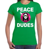 Groen Kerstshirt / Kerstkleding peace dudes voor dames met social media kerstbal 2XL  -
