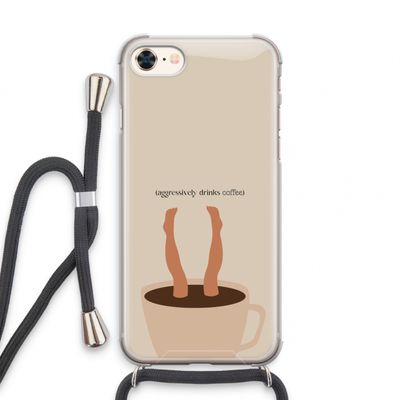 Aggressively drinks coffee: iPhone 7 Transparant Hoesje met koord