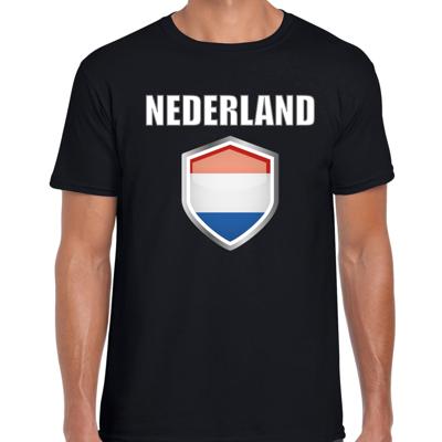 Nederland vlag thema landen t-shirt - zwart - voor heren - Supporters kleding - korte mouwen
