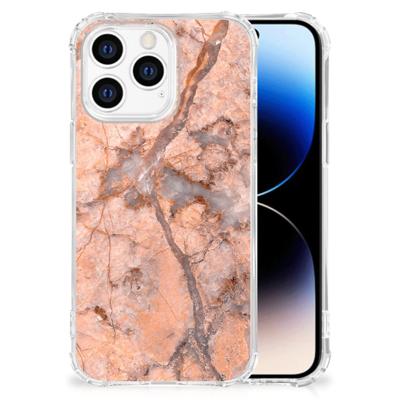 iPhone 14 Pro Anti-Shock Hoesje Marmer Oranje iPhone 14 Pro Anti-Shock Hoesje Marmer Oranje