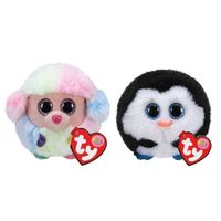 Ty - Knuffel - Teeny Puffies - Rainbow Poodle & Waddles Penguin