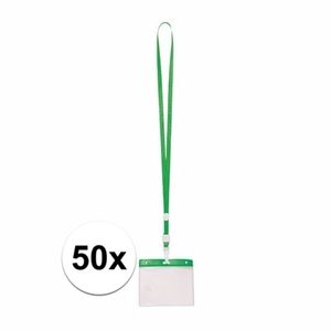 Lanyard keycord incl. naamkaartjes houder groen 11,2 x 58 cm 50 st   -