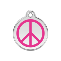 Peace Hot Pink roestvrijstalen hondenpenning medium/gemiddeld dia. 3 cm - Reddingo