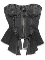 Essentiel Antwerp haut corset en jean à volants - Noir