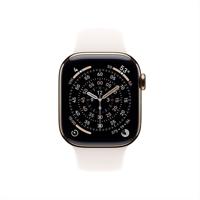 Apple Watch Series 11 GPS + Cellular 46mm Gold Titanium Case met Light Blush Sport Band - S/M Smartwatch Grijs