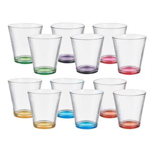 Waterglazen/drinkglazen Colorama - 12x - transparant kleurenmix - 310 ml - 9 cm